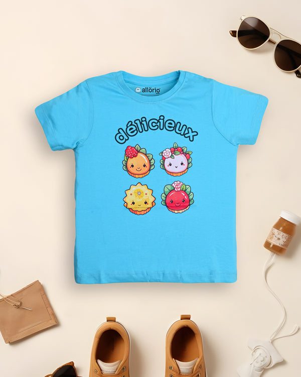 Tart Print Premium Light Blue T-Shirt For Girls