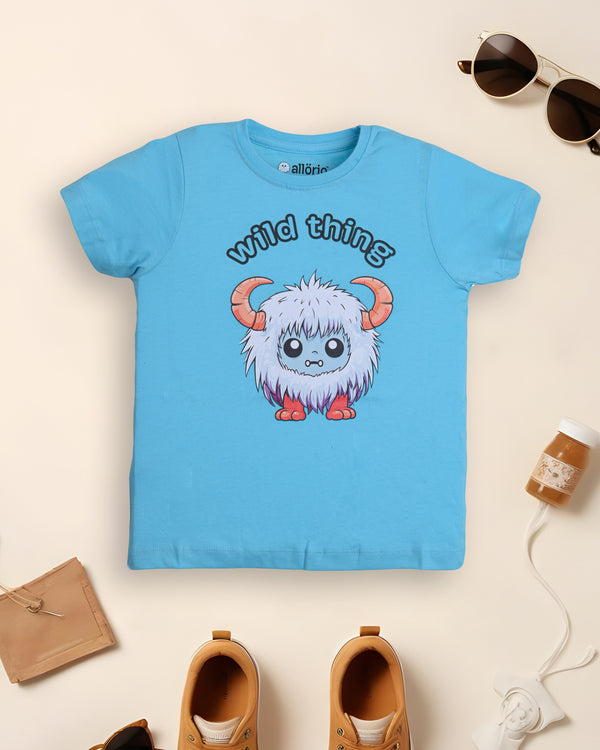 Yak Print Premium Light Blue T-Shirt For Girls