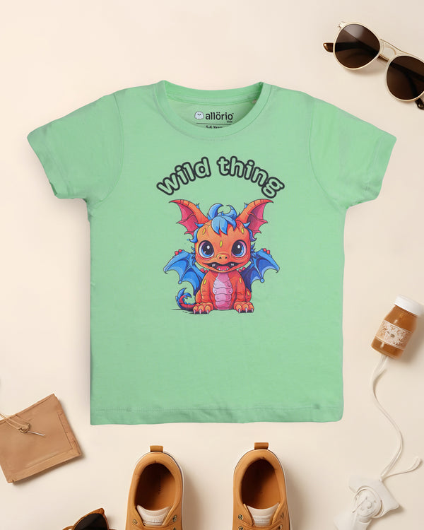 Dragon Print Premium Light Green T-Shirt For Girls