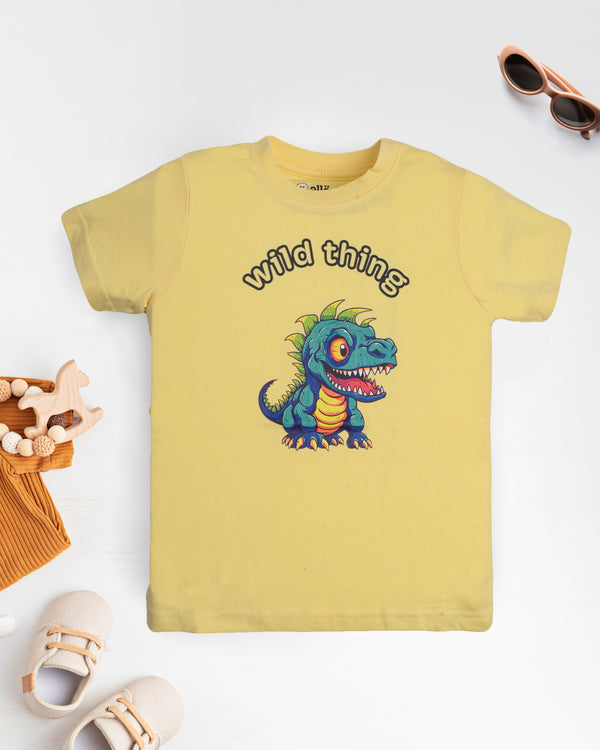 Cute Dinosaur Print Premium Yellow T-Shirt For Boys