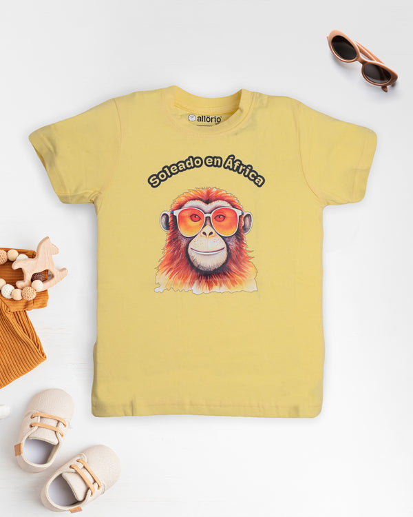 Monkey Print Premium Yellow T-Shirt For Boys