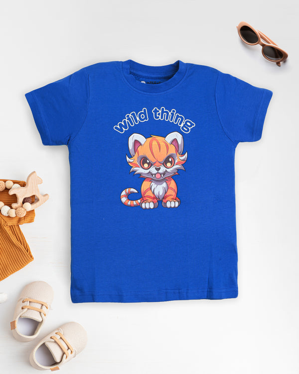 Wild Tiger Print Premium Blue T-Shirt For Boys