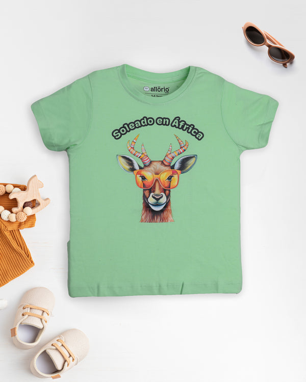 Kudu Print Premium Light Green T-Shirt For Girls