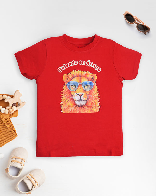 Lion Print Premium Red T-Shirt For Boys