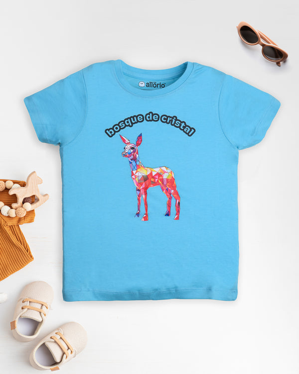 Deer Print Premium Light Blue T-Shirt For Girls