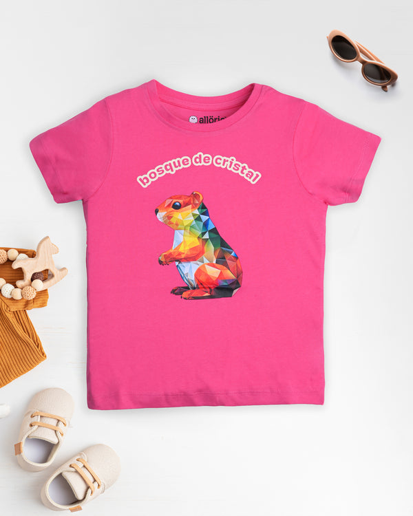 Chipmunk Print Premium Pink T-Shirt For Girls