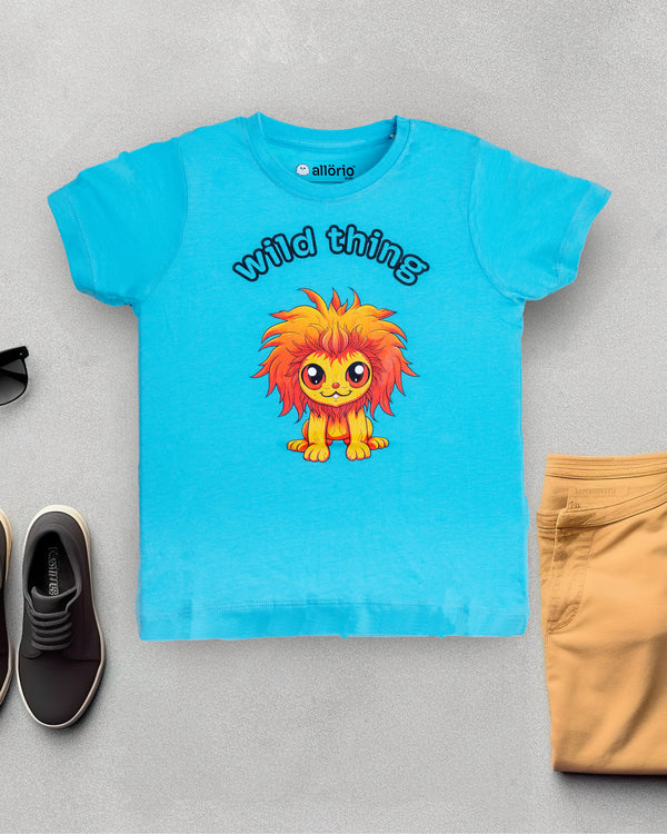 Cute Lion Print Premium Light Blue T-Shirt For Girls