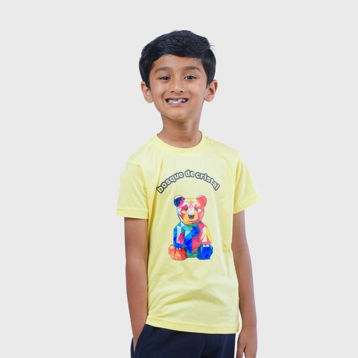 Bear Print Yellow T-Shirt for Boys