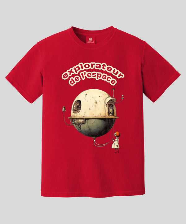 Spaceship Print Premium Red T-Shirt For Boys